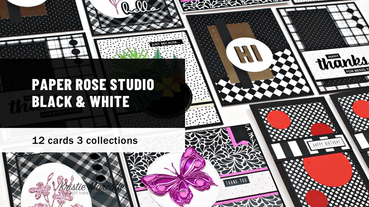 Black & White paper pads | 12 cards 3 collections with Kristie | Cardmaking with Paper Rose Studio