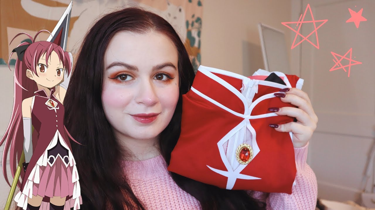 kyouko sakura from madoka magica 🍎 cosplay unboxing + try on