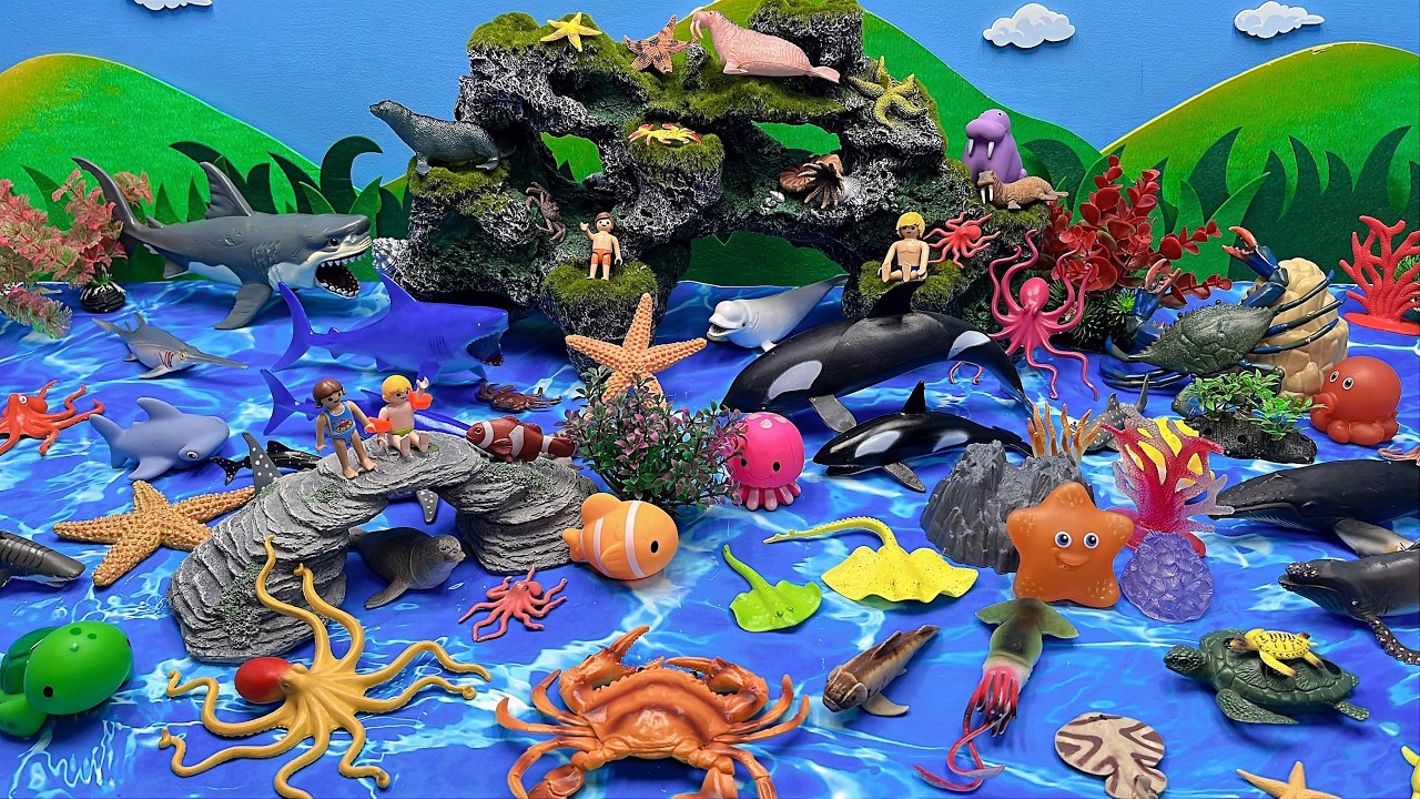 Диорама «Подводный мир» своими руками: акулы, осьминоги, крабы, киты, белухи.
