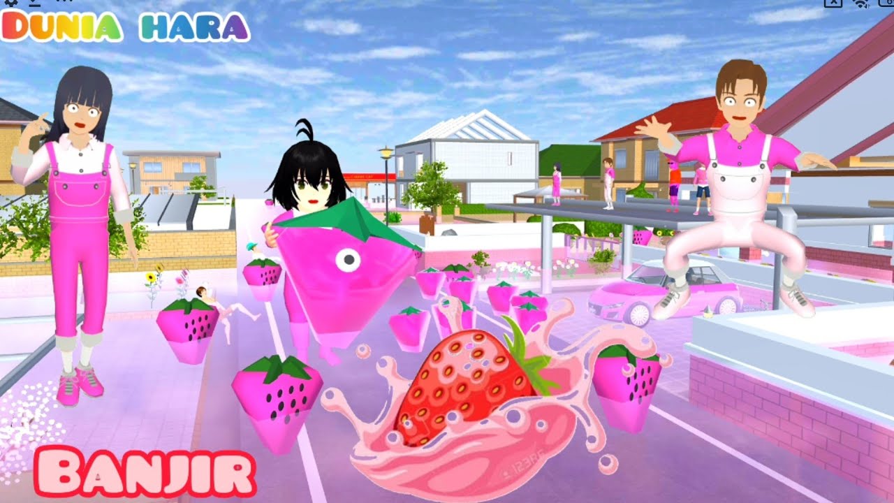 Banjir Strawberry 🍓🍓| Baby Celine Minum Susu Warna Warni Muncul Monster Strawberry 😱 | Sakura School