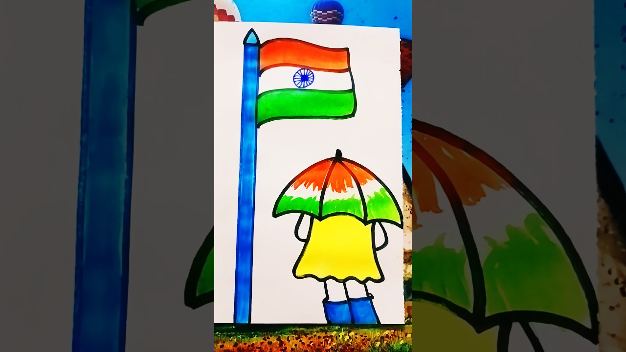 Easy FLAG drawing |#shorts #trending #ytshorts #drawing #DrawingWithChiku #viral #art #tiranga