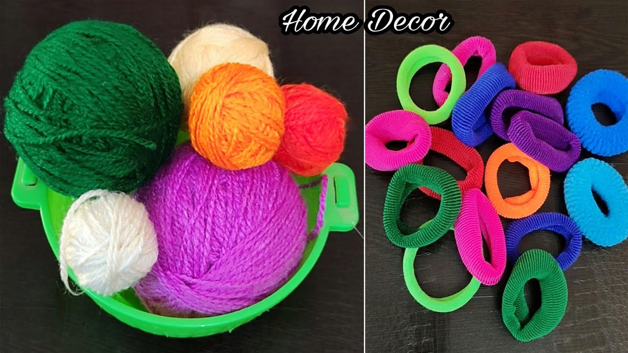 3 Superb Home Decor Ideas Using Hair bands and wool - DIY Crafts - Waste Material Craft Ideas