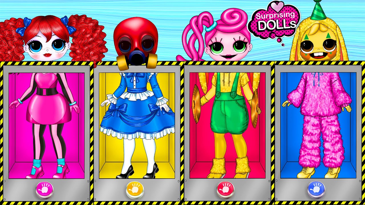 Poppy Playtime 2: Mommy Long Legs, Kissy Missy, Bunzo Clothes Switch up - DIY Paper Dolls & Crafts