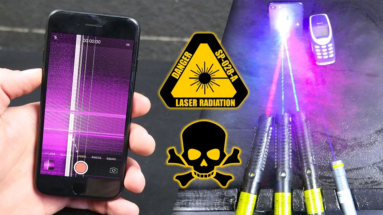 Strongest Handheld Lasers vs iPhone 7 & Nokia 3310!