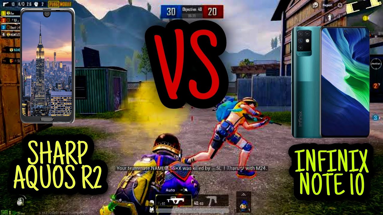 Sharp Aquos R2 VS Infinix Note 10 || 1 V 1 || PUBG MOBILE