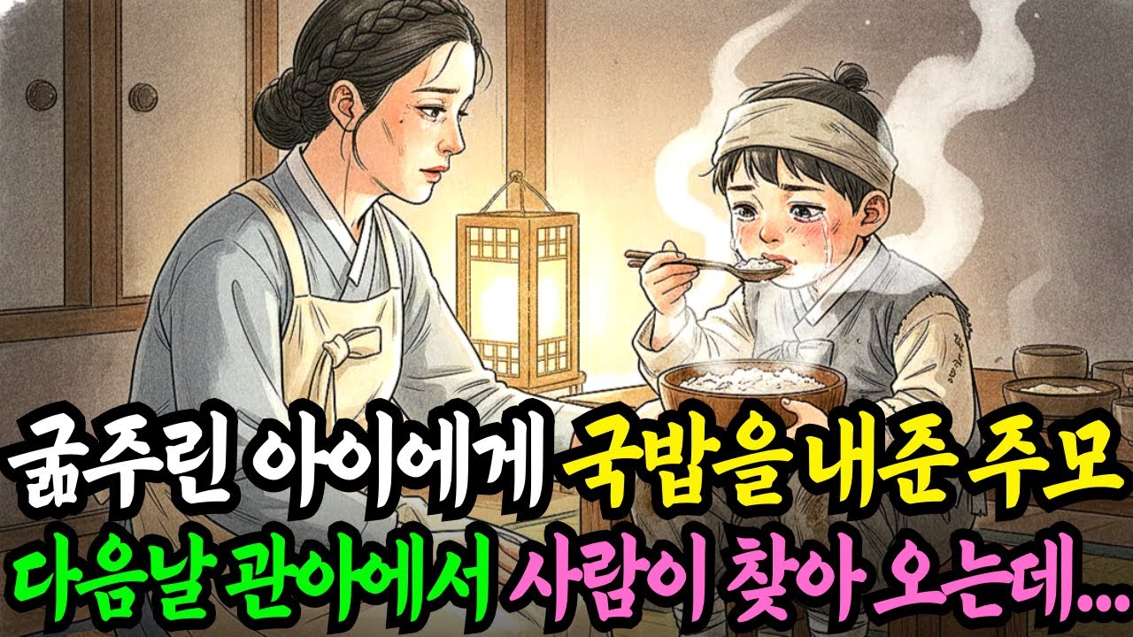 굶주린 아이에게 국밥 한그릇 내준 과부 주모 다음날 관아에서 사람이 찾아 오는데...이 아이의 정체는? 야담 옛날이야기 설화 전설 신화 민담