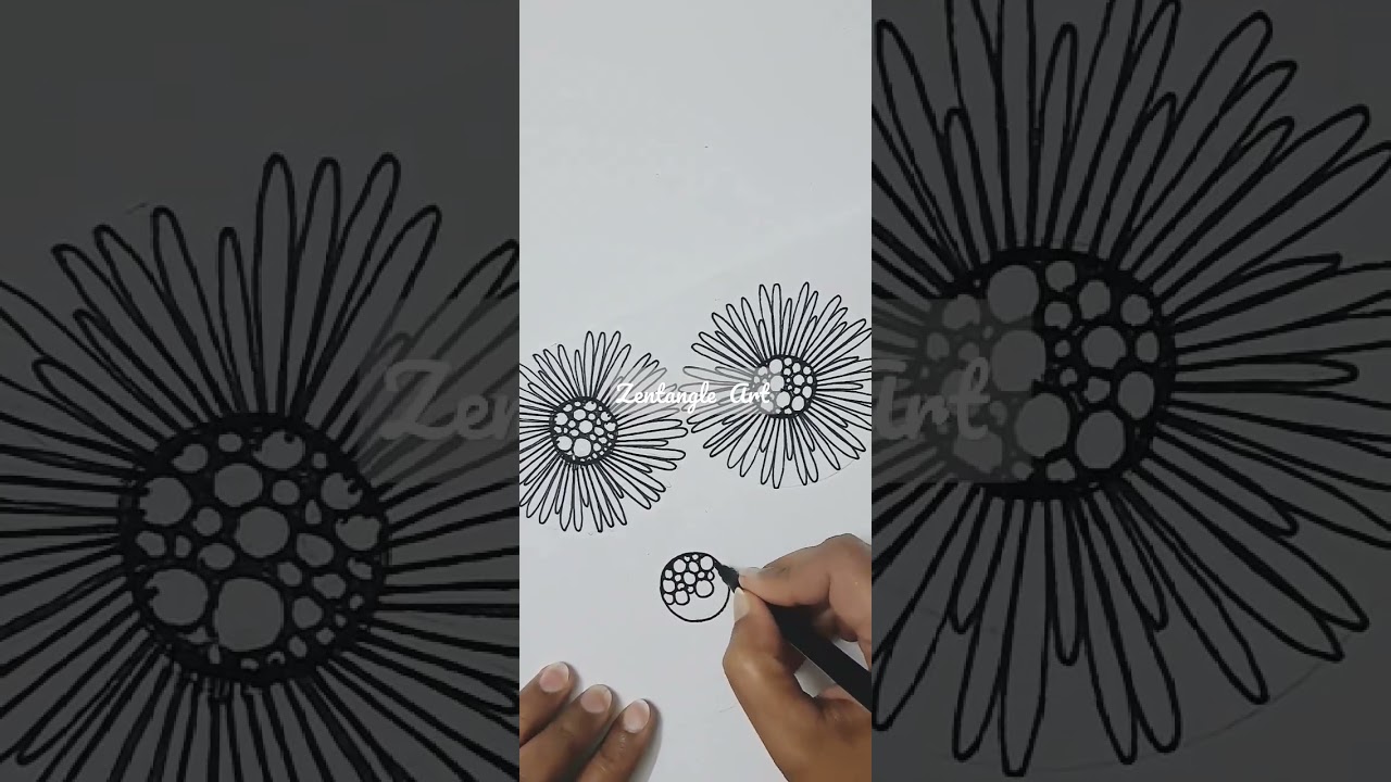 zentangle flowers pattern #art #easy #drawing #shorts
