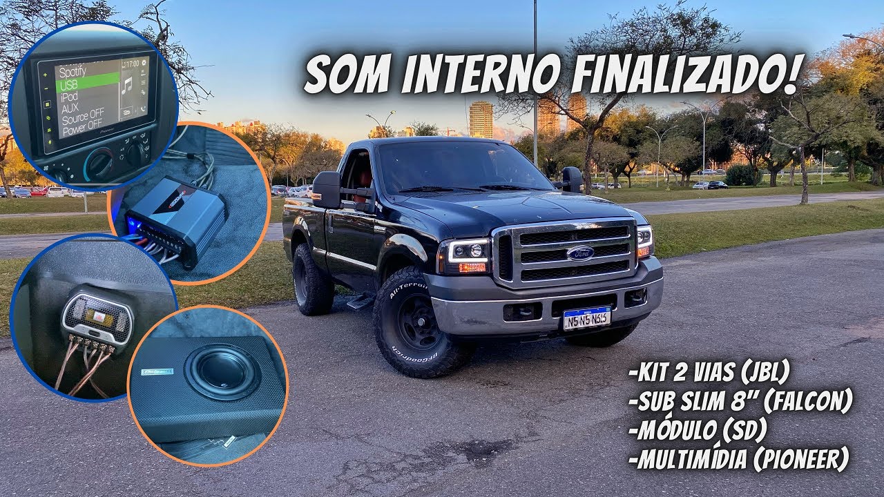 MONTEI O SOM INTERNO NA FORD F250 - MÓDULO + KIT 2 VIAS + SUB