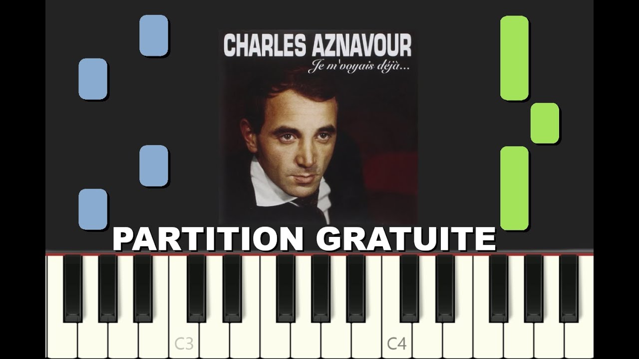 JE M'VOYAIS DEJA, Charles Aznavour, 1961, Piano Tutorial avec Partition Gratuite (pdf)