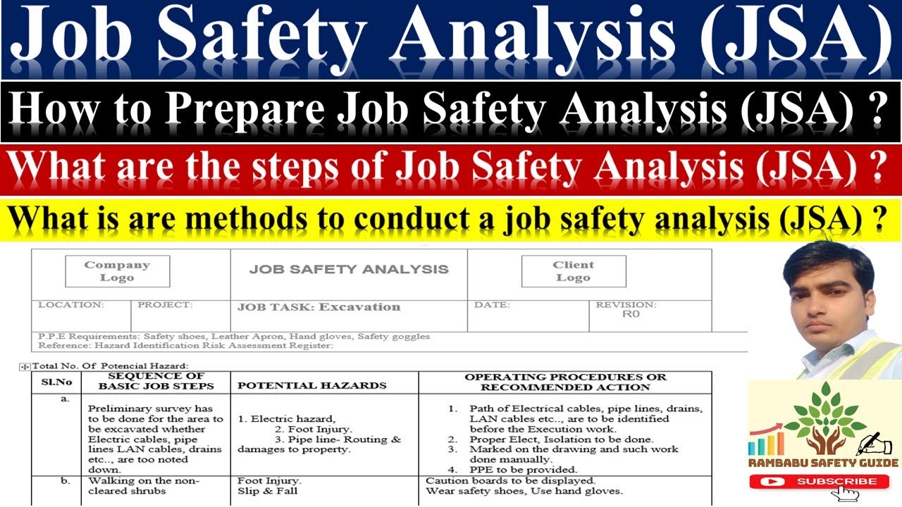 Job Safety Analysis (JSA) ! JSA/JHA ! Basic Steps/Method of conduct ! How to Prepare Or fill JSA