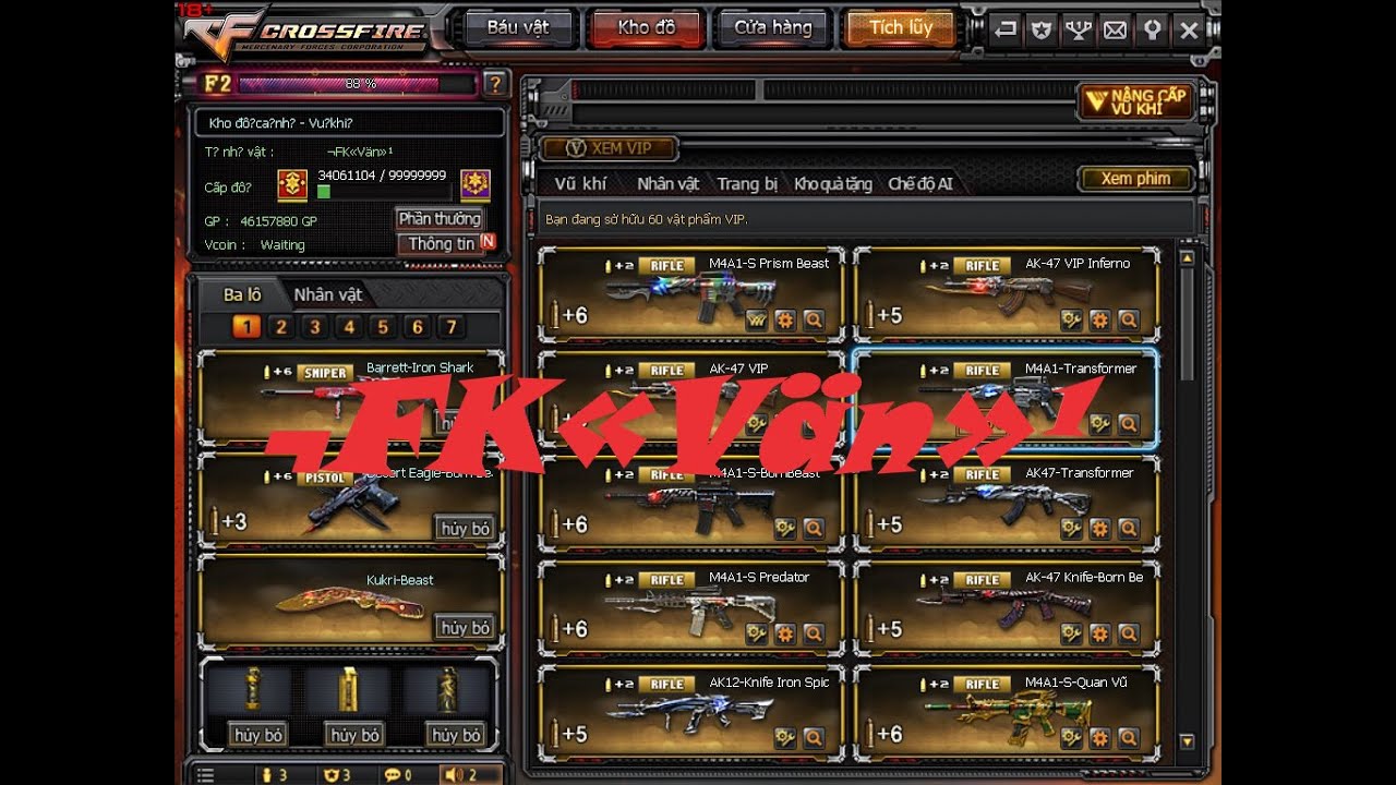 [FK] Hướng dẫn quay full kho đồ và thông tin ingame acc Đột Kích