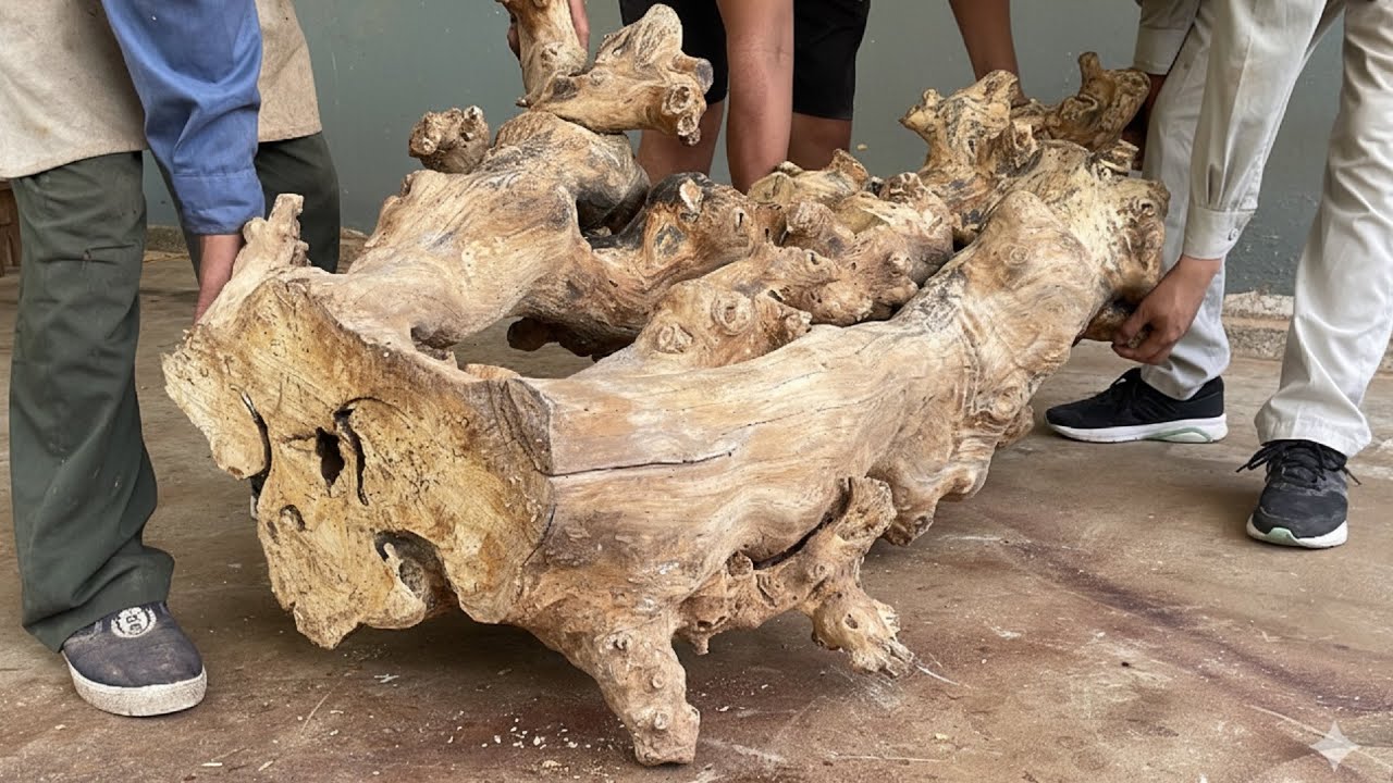 Transforming Oddly Shaped Log Into Thousand-Dollar Coffee Table
