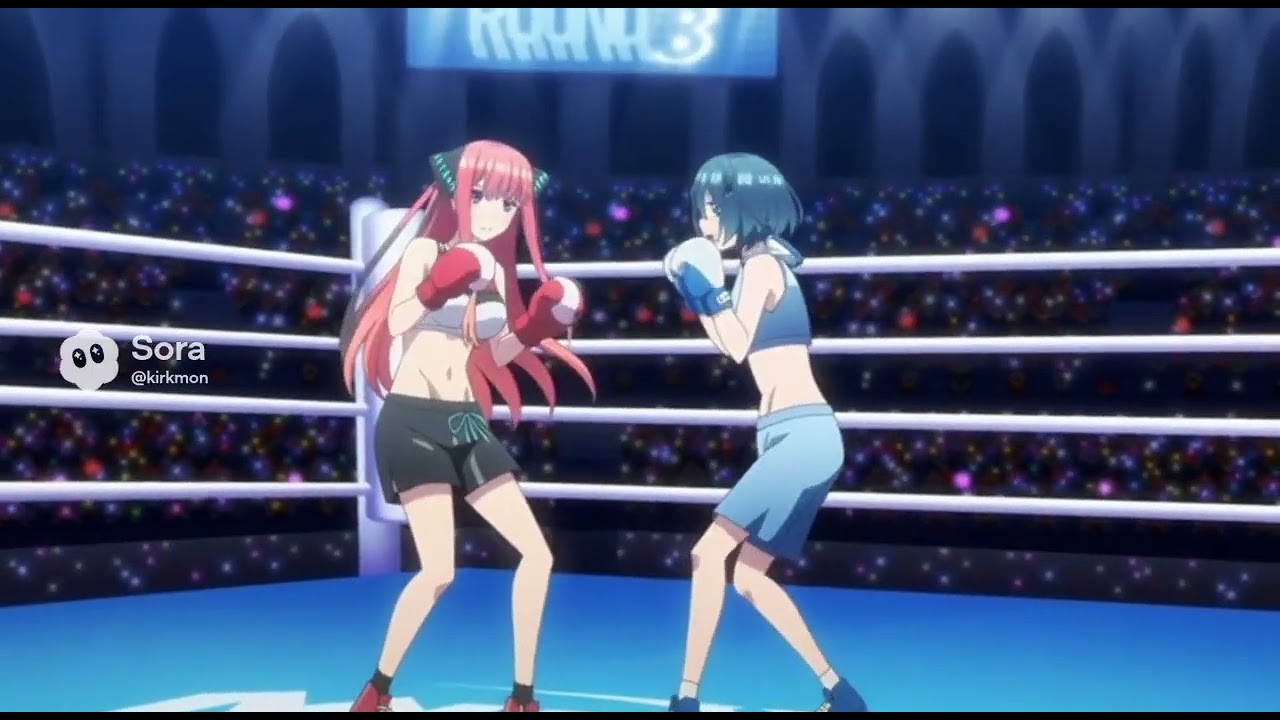 Boxing match Miku vs  Nino battle fight anime girl