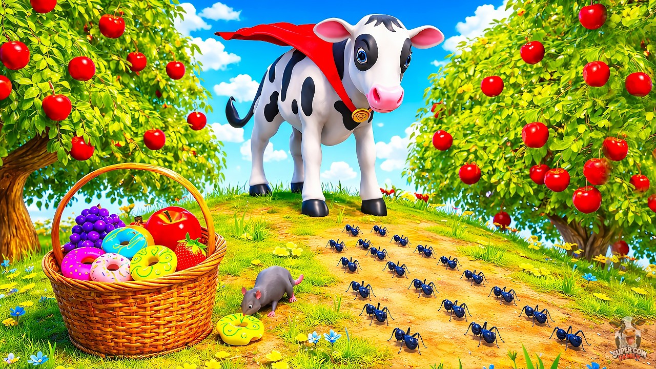 Super Cow Calf Feeds Hungry Ants | Heartwarming Animal Story