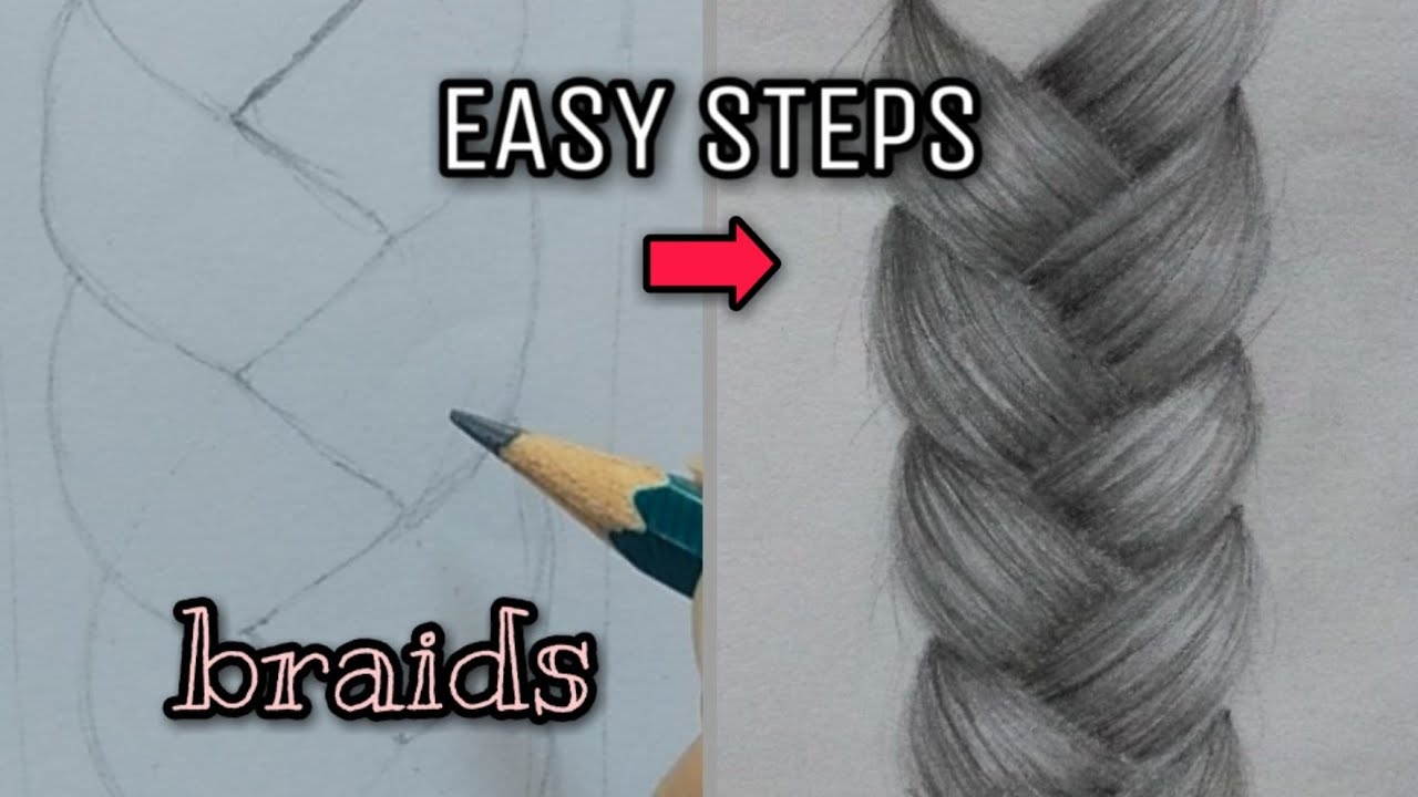 How to draw hair BRAID /plaits  Realistic for beginners /TIMELAPSE
