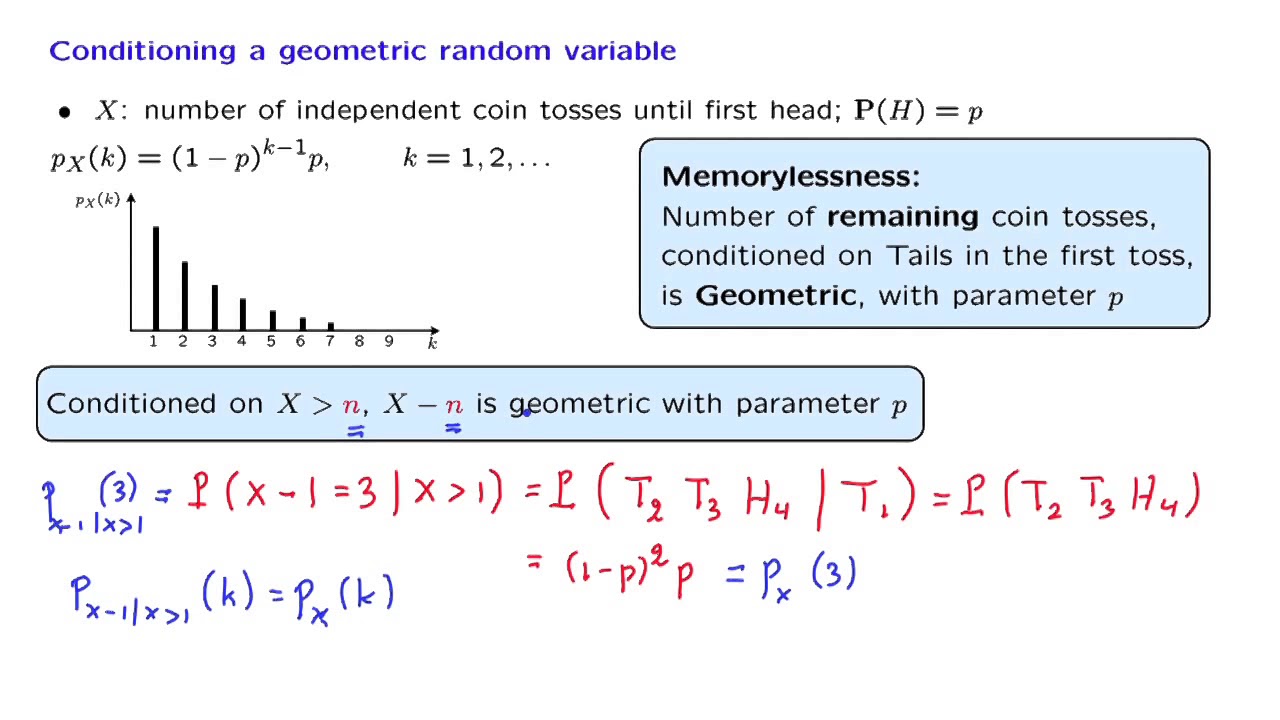 L06.6 Geometric PMF Memorylessness & Expectation