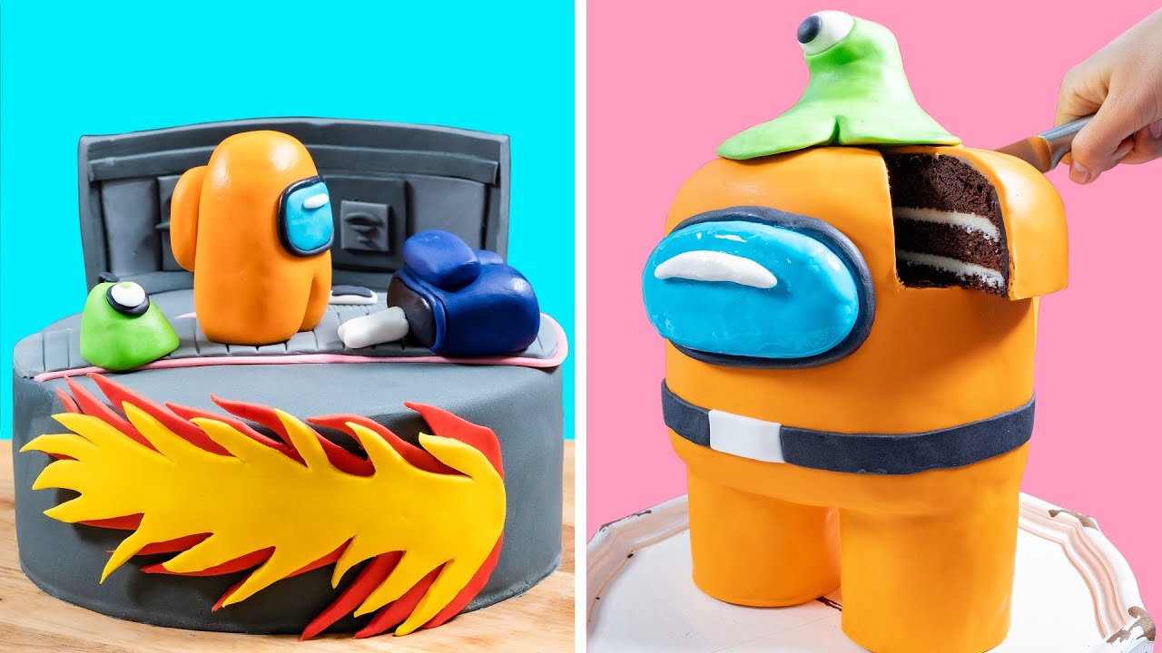 AMONG US BUT IT&rsquo;S CAKE | AMONG US Cake Decorating Tutorials | How to Make Crewmates & Imposter Cakes