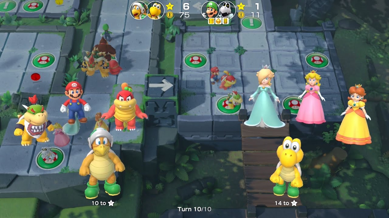 Super Mario Party Partner Party #1341 Domino Ruins Hammer Bro & Koopa Troopa vs Luigi & Dry Bones