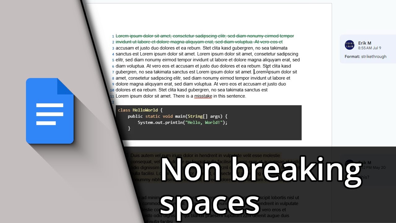 Non breaking space in Google Docs ✅ Tutorial