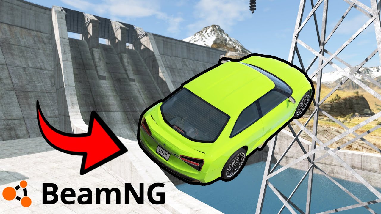 SZYBKIE SAMOCHODY SKACZĄ Z WIELKIEJ TAMY w BEAMNG.DRIVE 
