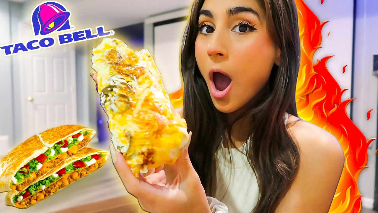 Trying Taco Bells NEW HUGE Spicy Double Steak Grilled Cheese Burrito!!