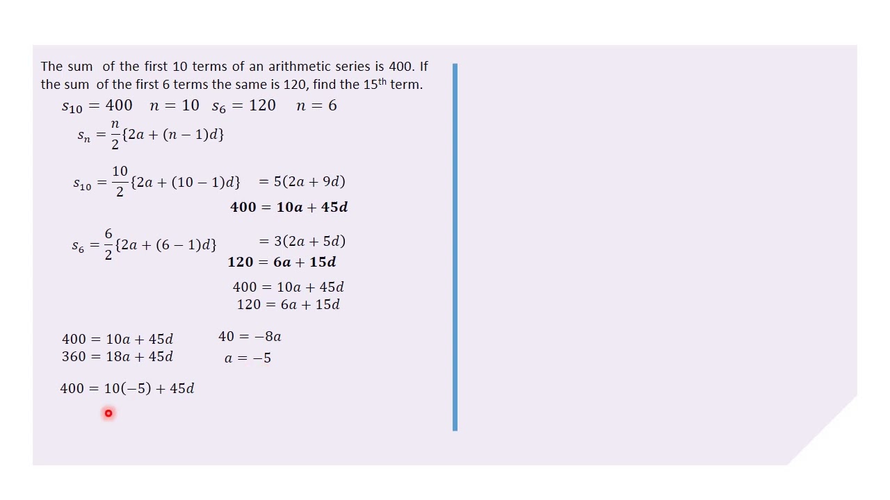 SEQUENCES & SERIES|ARITHMETIC SERIES/PROGRESSION|WORKED EXAMPLES