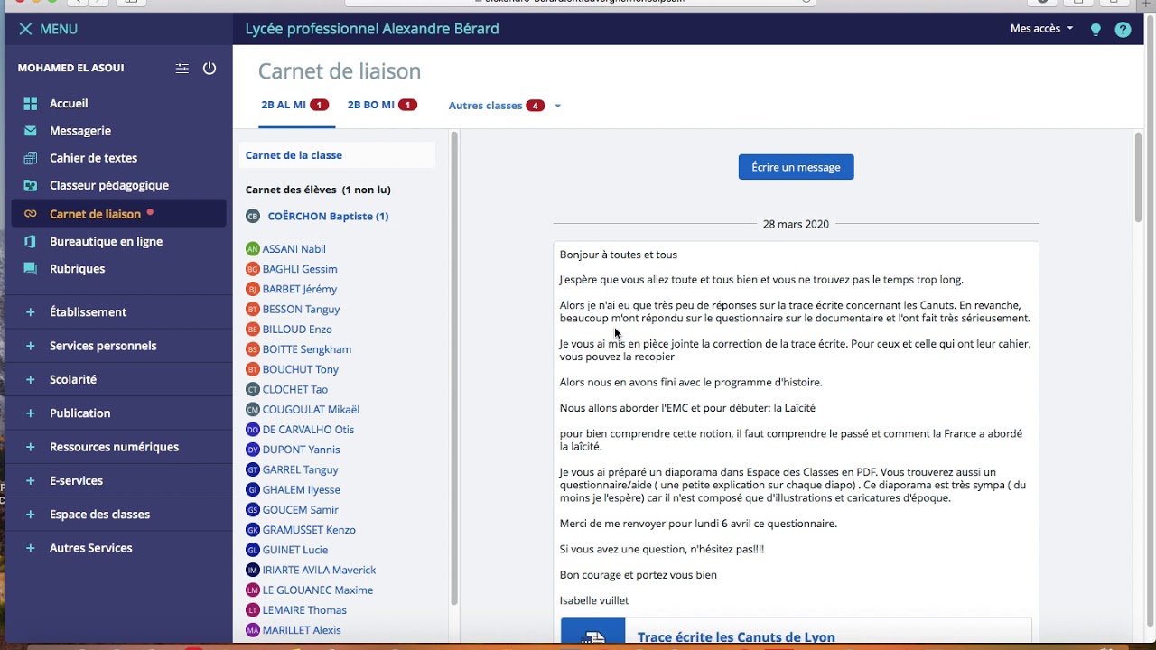 Utilisation de l'ENT