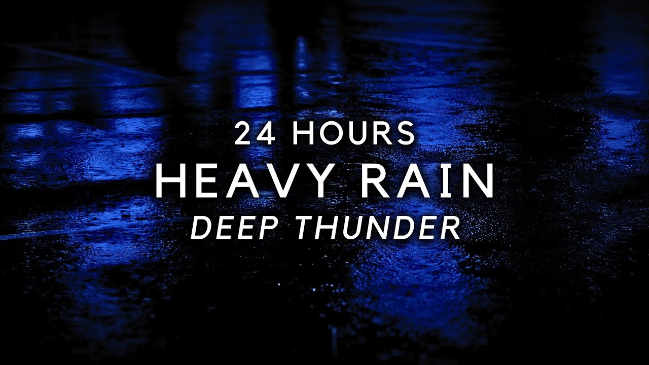 Heavy Rain & Thunder All Night 24 Hours | Relieve Insomnia & Stress with Rain Sounds