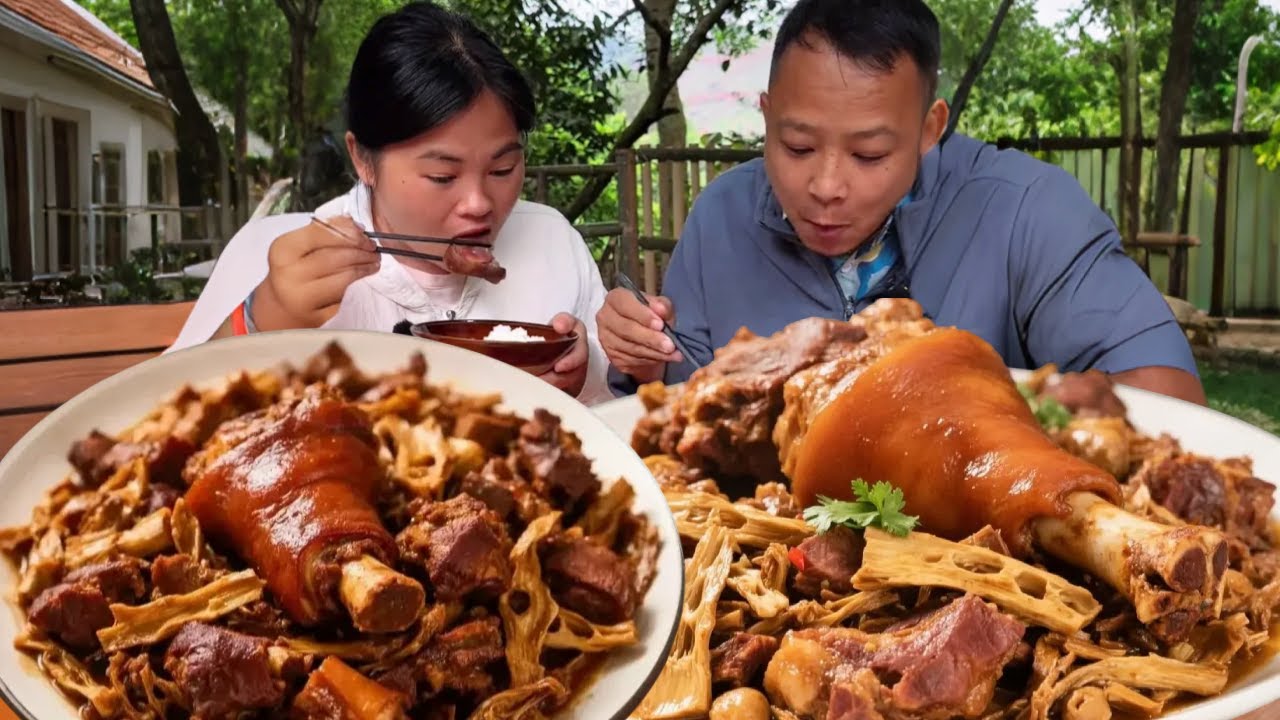 路边捡的猪腿居然这么好吃！！烟熏猪腿炖笋干，味美难挡！