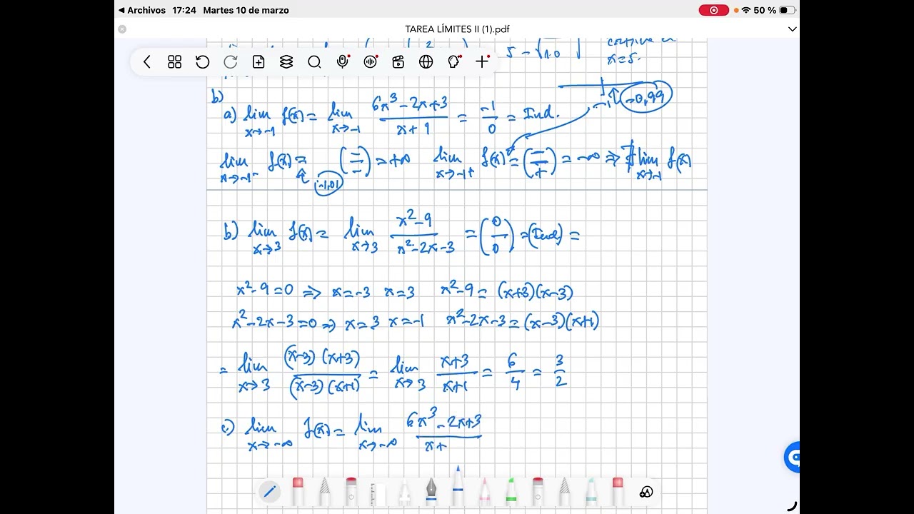 TAREA LÍMITES MATEMÁTICAS CC.SS.I