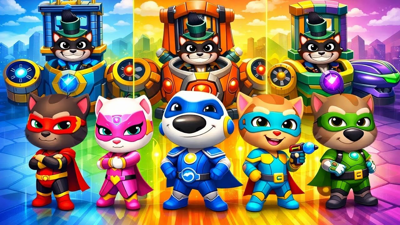 Talking Tom Hero Dash   Discover all the Super heroes   Full Screen   Full walkthrough....