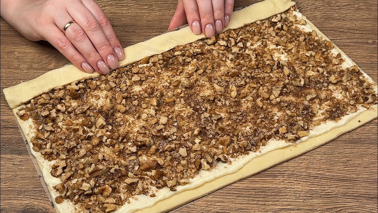 Ein festliches Dessert in 10 Minuten! Nur Nüsse und Blätterteig!