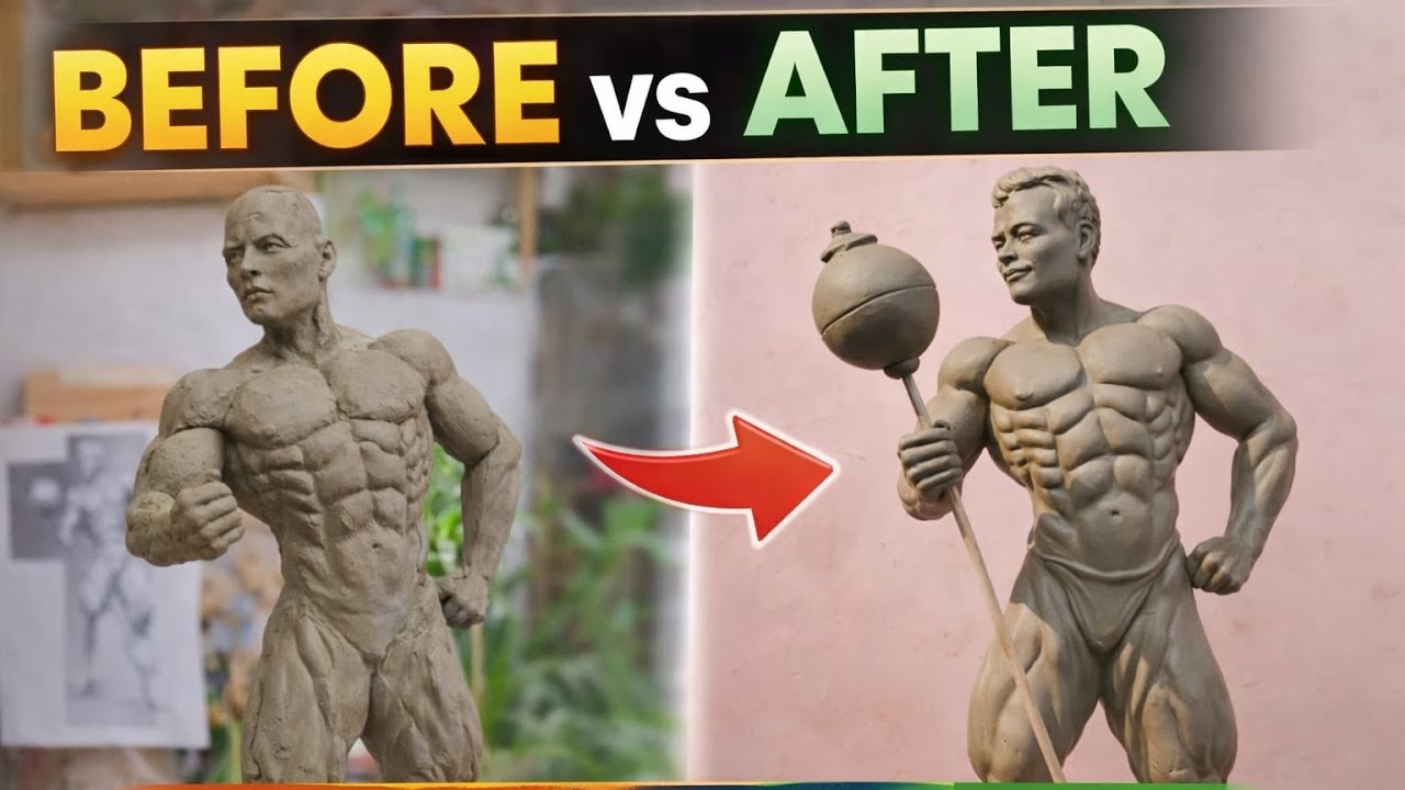 Powerful Clay sculpture Making, Clay sculpture art, Muscle Art💪, 