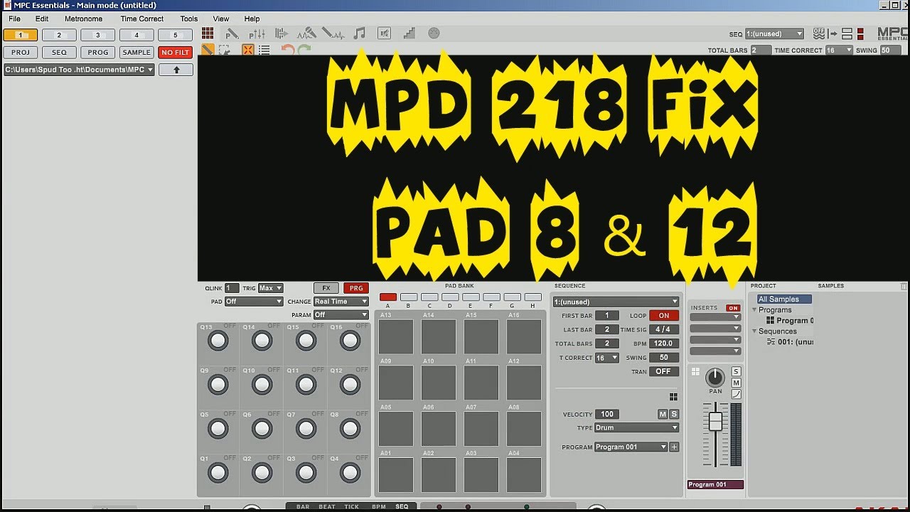 Akai MPD 218 Drum Pad fix for Pad 8 & 12 & Studio One Impact by Spud Too Tight
