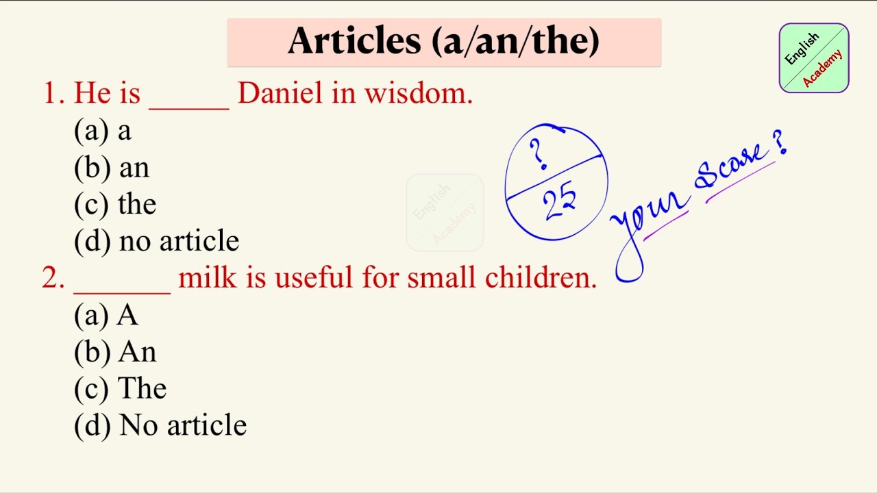 Article(A/An/The) practice set-5#articles #englishacademy #ssc #mts #chsl #articles