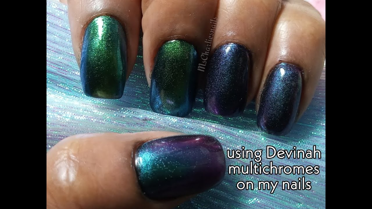 USING DEVINAH MULTICHROME EYESHADOW ON MY NAILS | MSCHARLIESNAILS #devinahcosmetics #nailart