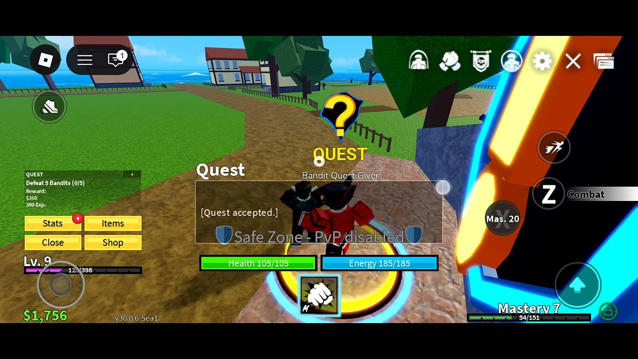 Playing blox fruit with a new account 