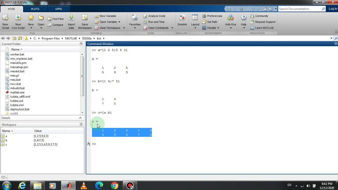 Array or Matrix Concatenation in Matlab