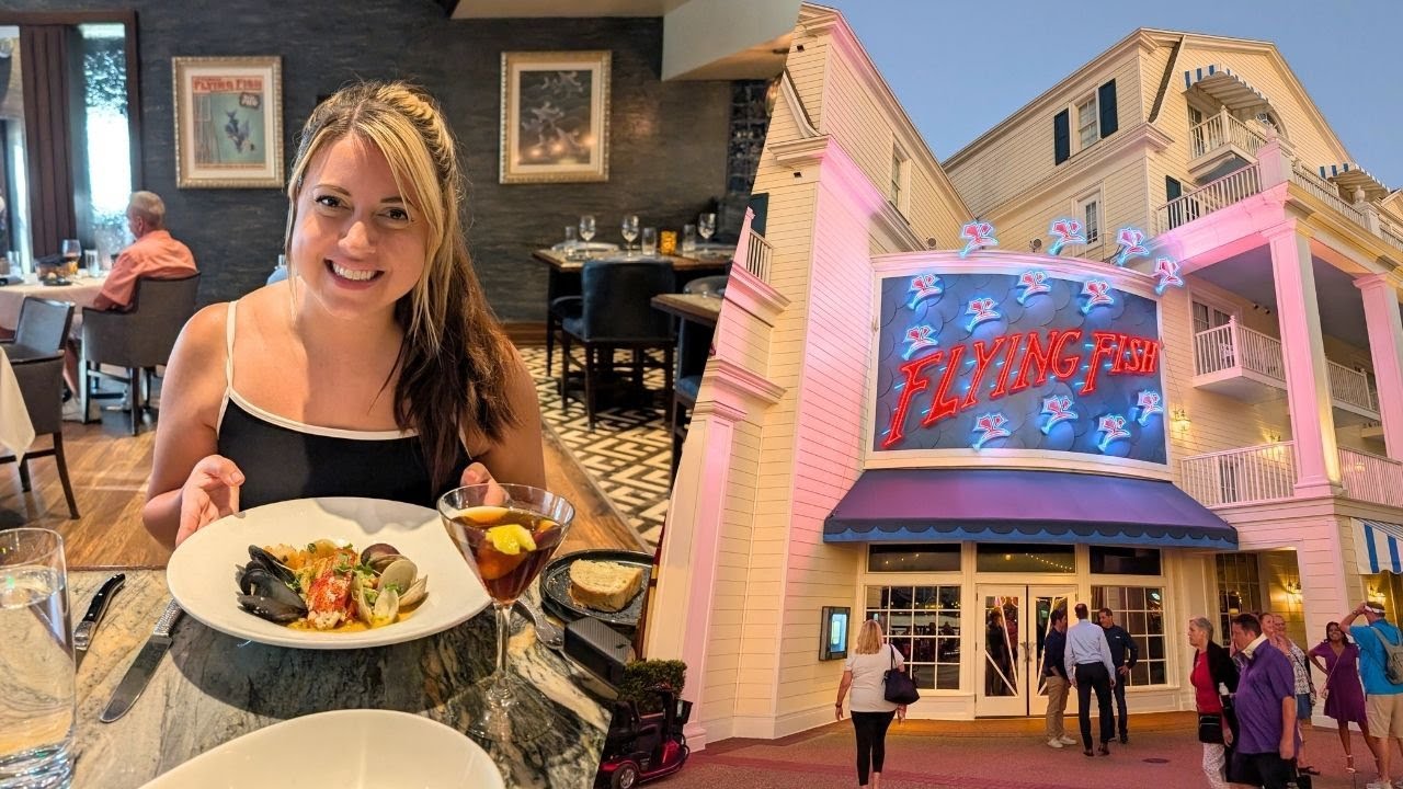 Eating at Flying Fish the Best Restaurant on Disney Property! Pin Trading at the Boardwalk Resorts!