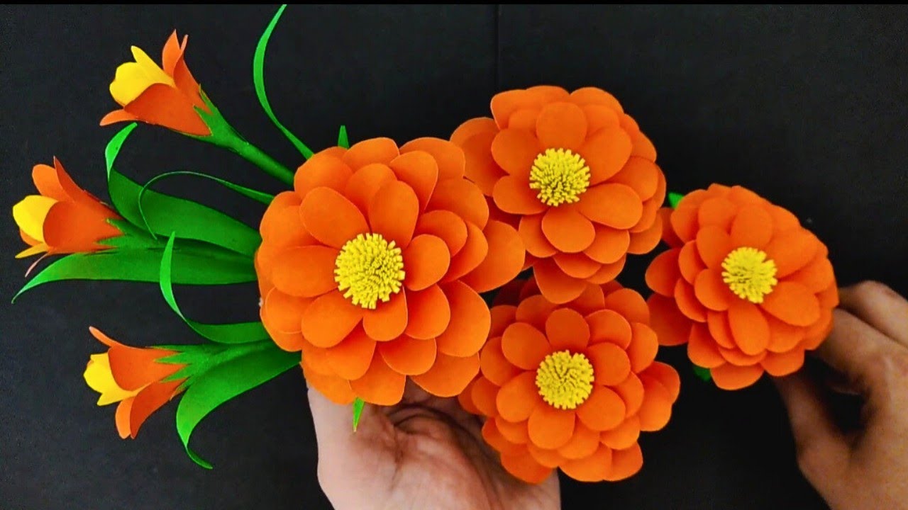 Easy Paper Flower Bouquet Making Tutorial Step By Step| Paper Flower | DIY Paper Craft 