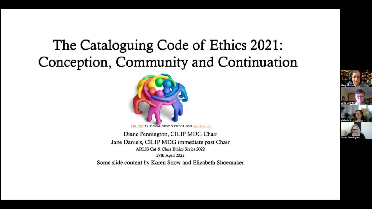 ARLIS Cat & Class ethics series: Cataloguing code of Ethics 2021, 29 May 2022