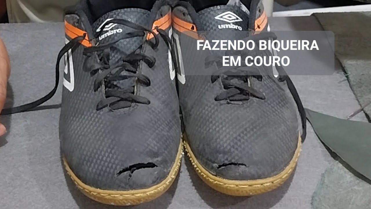 FAZENDO BIQUEIRA EM COURO NA CHUTEIRA UMBRO