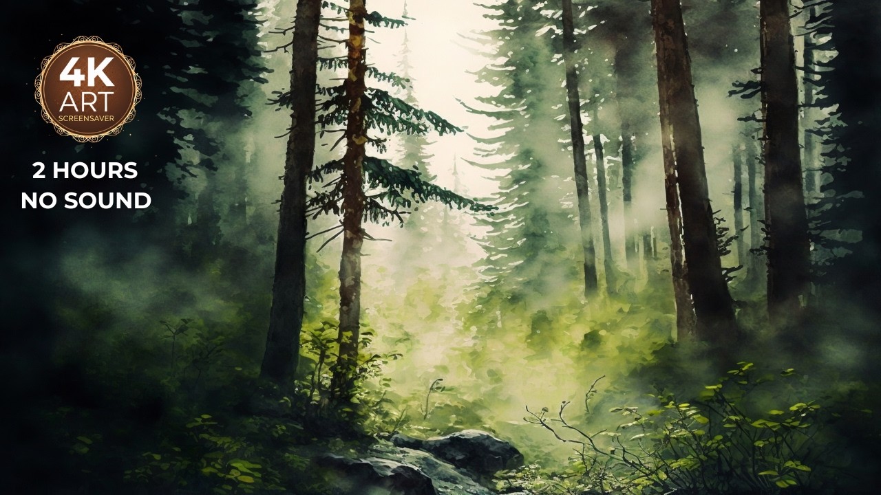Watercolor Deep Forest I 2 Hours Screensaver.   ---EcoArtLab • Frame TV & Printable Art