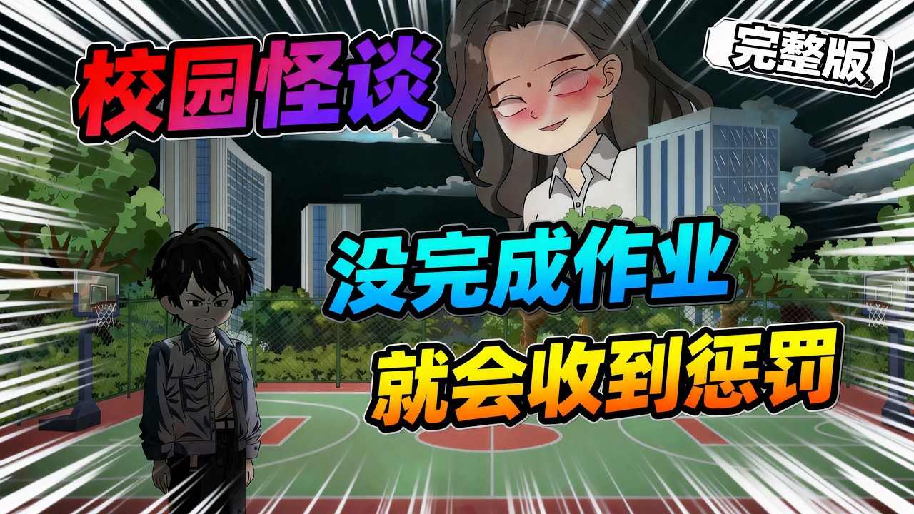 【一口气看完】诡异突然在校园降临，每天黑板上都会随机刷新一项作业，对应的同学需要在规定时间内完成黑板上的作业，如果没有完成，那就会受到惩罚。#夜一漫谈 #诡异降临：未完成作业的惩罚