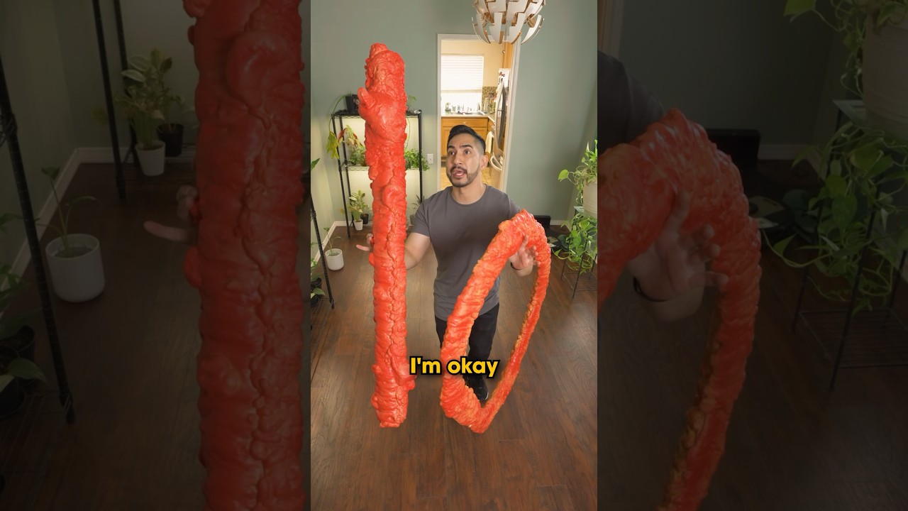 When you give your SHORT friend Hot Cheetos 😂
