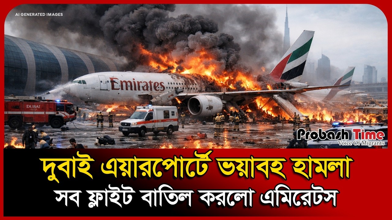 দুবাই এয়ারপোর্টে ভ/য়া/বহ হা/ম/লা সব ফ্লাইট বাতিল কররো এমিরেটস। Airport। Plane Ticket।  Probash Time