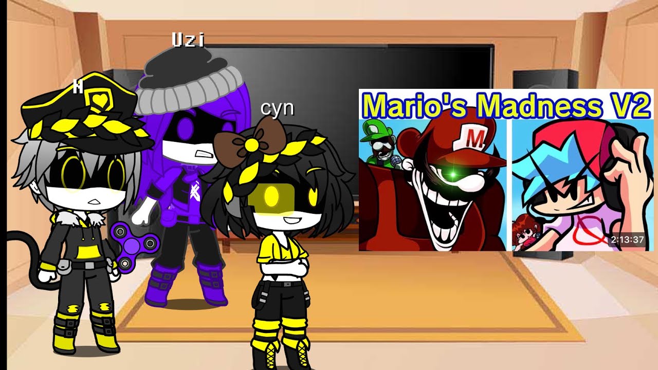 Murder drones react to Mario madness V2. PT1