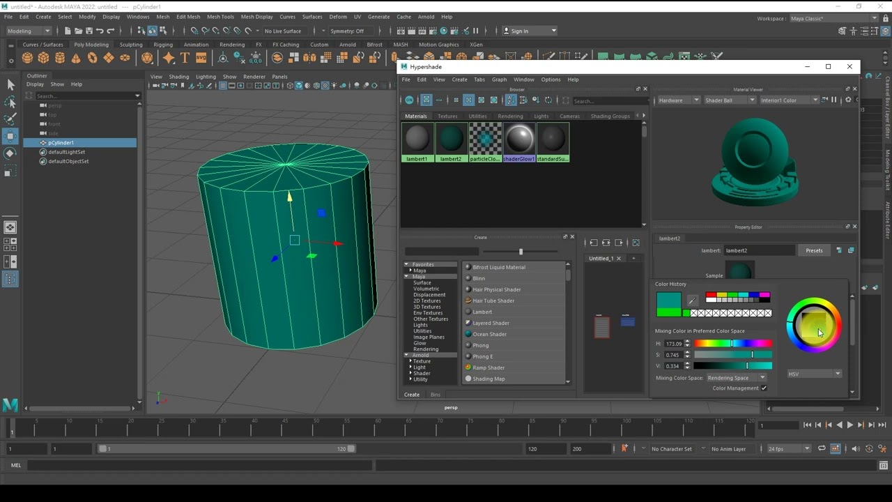 maya 17 模型上色、材質球及貼圖的概念