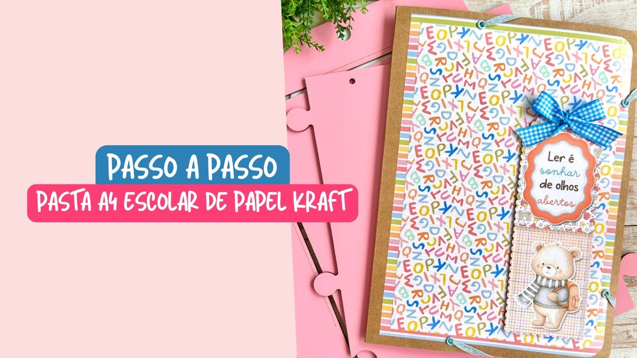 Como montar uma pasta A4 com elástico tema escolar | Gabarito Pasta A4 11392