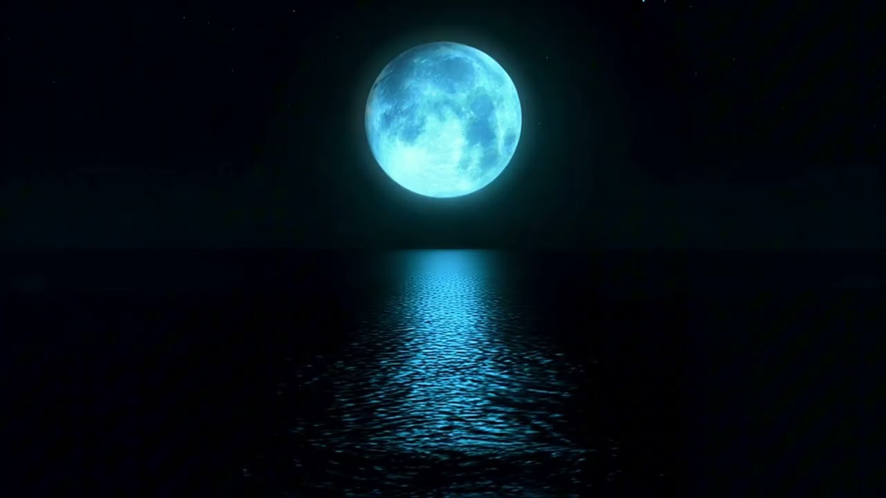 Silent Midnight Ocean & Blue Moon [deep sleep ·Calm Mind ·Relax]